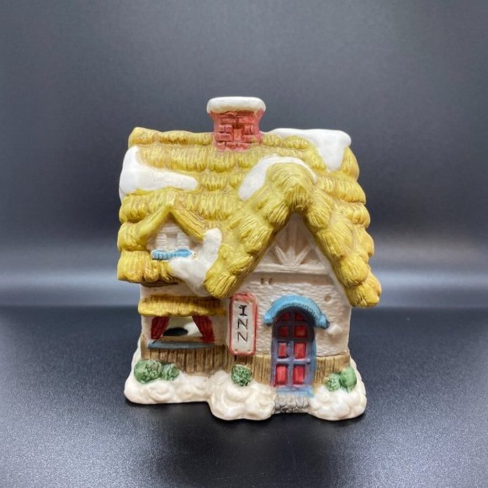 Vintage Porcelain Tea Light Christmas Village Inn